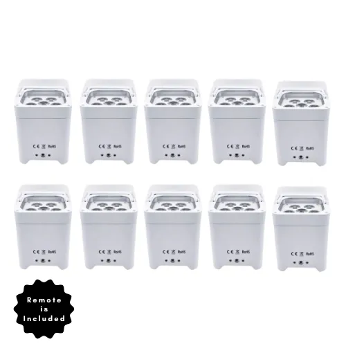10 Wireless White LED Uplight - RGB Colors