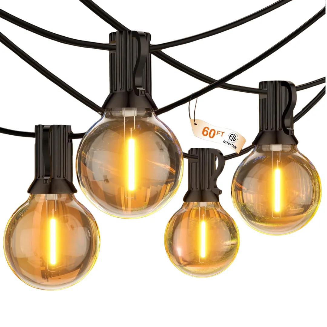 60ft LED Outdoor String Lights Waterproof - Warm White