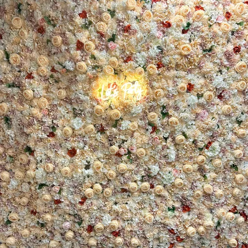 Glam Flower Wall - 8ft x 8ft with 3 Wireless Up-lights & Stand