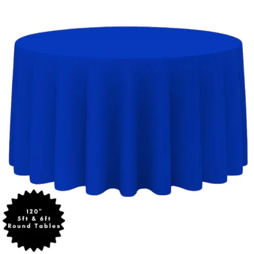 120" Royal Blue Round Polyester Table Linen