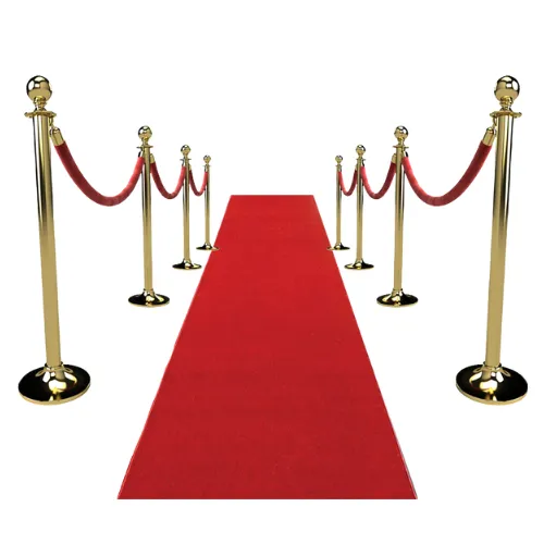 3ft x 30ft Red Carpet and 8 Gold Stanchions with Red Velvet Rope