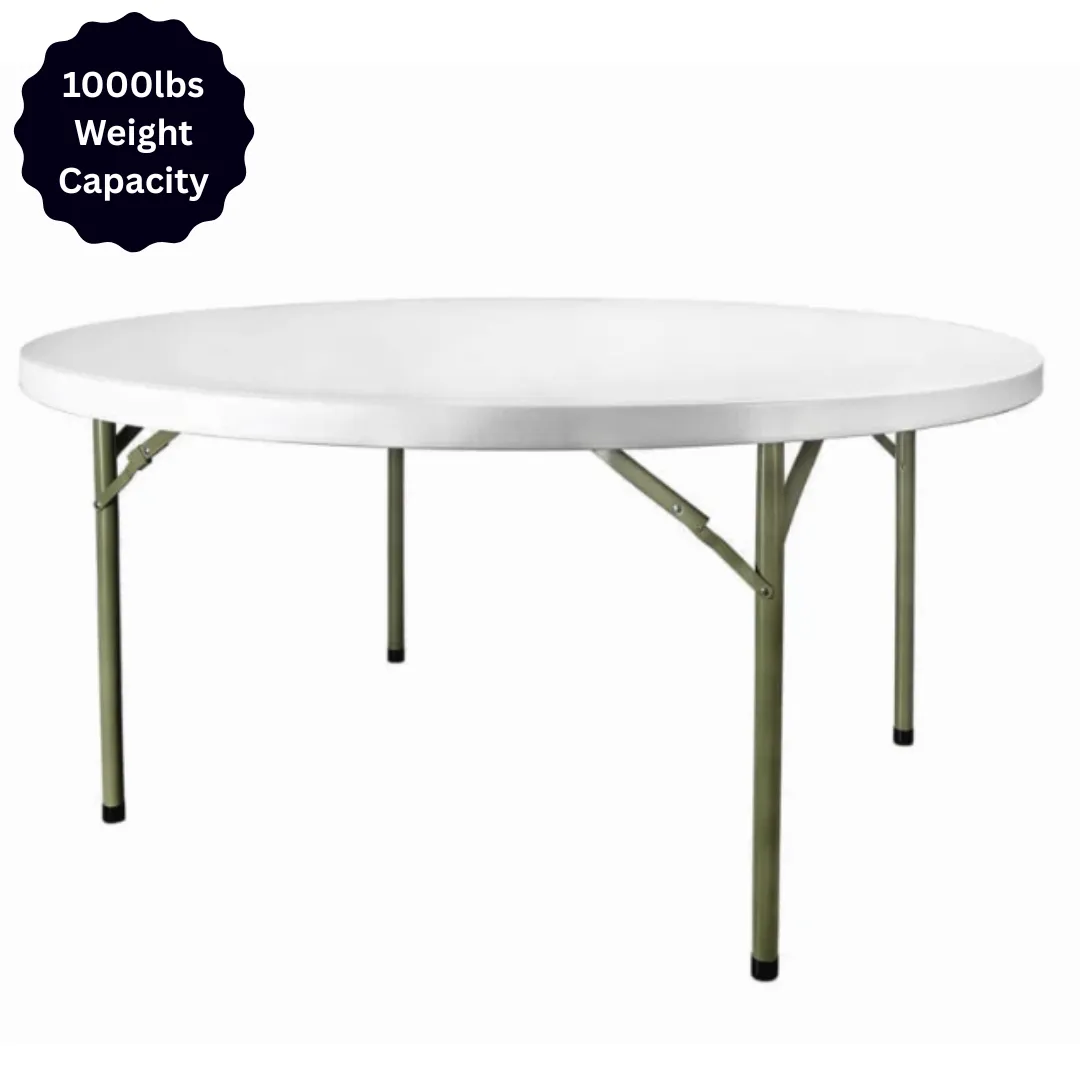 6ft Round  Banquet Table 72" - Steel Skeleton 1000lbs Capacity 