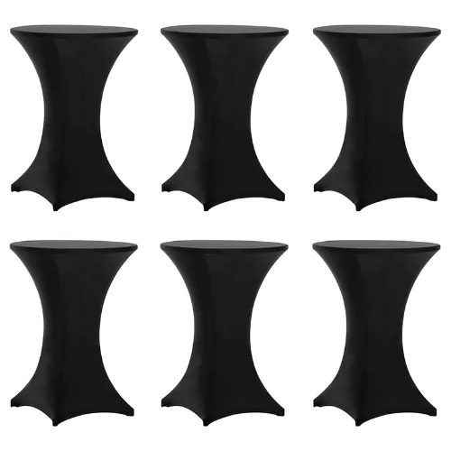 Six 42" Cocktail Tables & Six Black Spandex Linens - Highboys