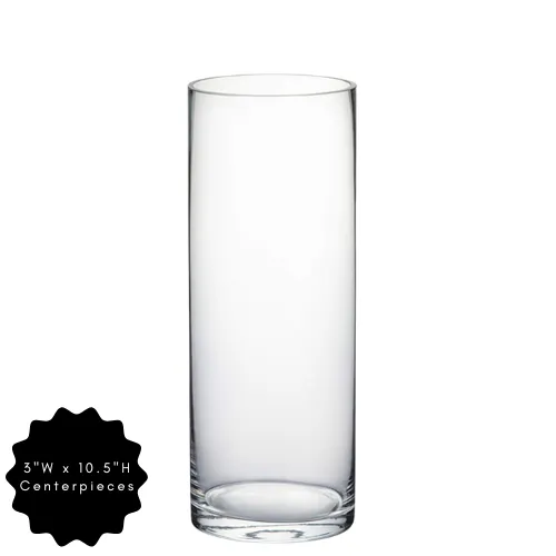 Clear Cylinder Glass Vase - 3" x 10.5" Centerpiece