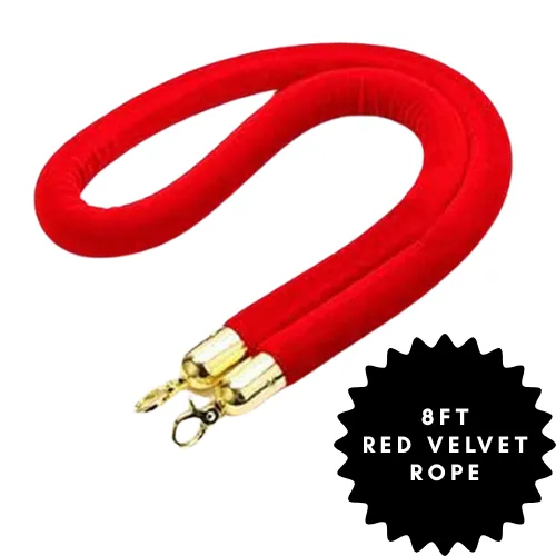 8ft Red & Gold Velvet Rope