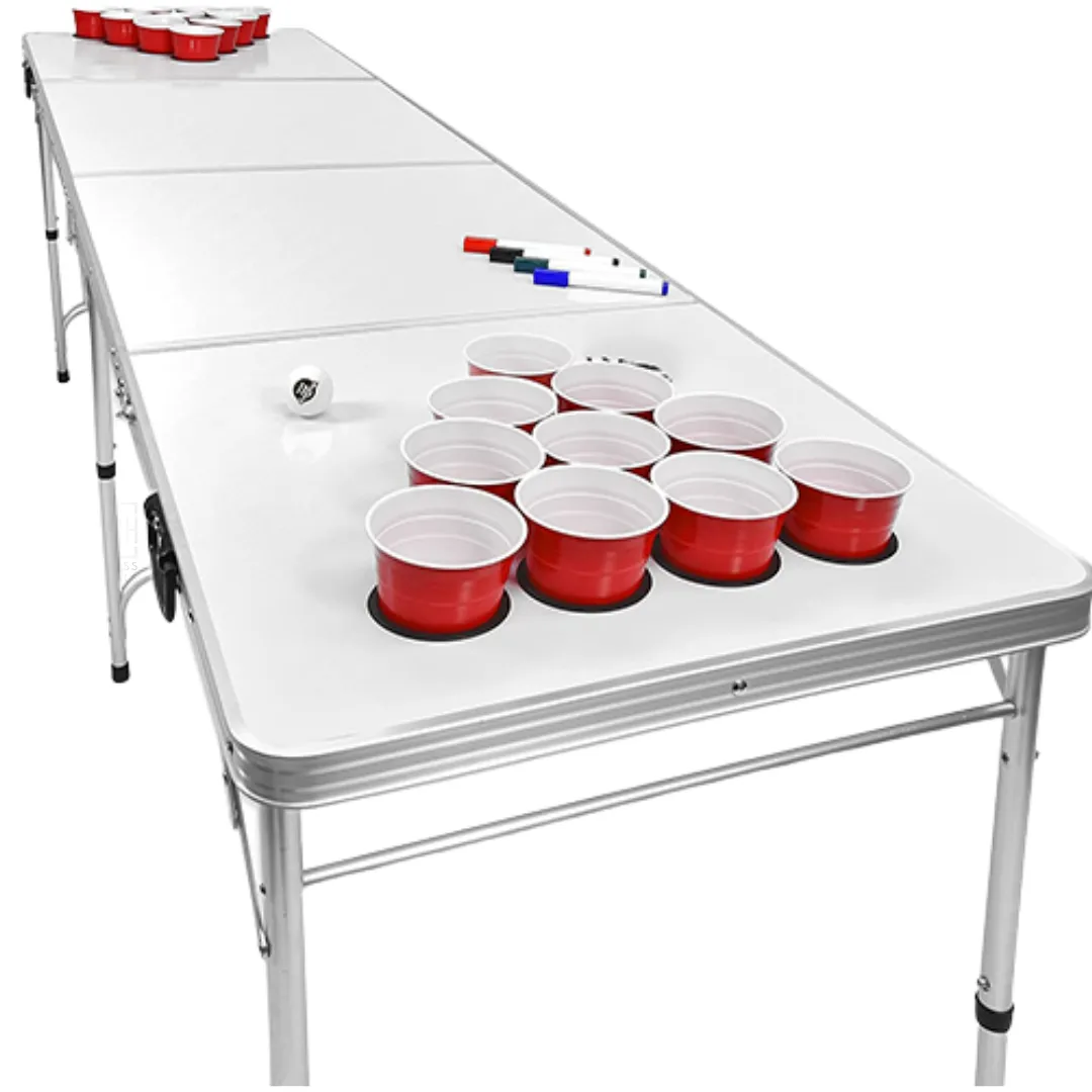 Dry-Erase 8ft Beer Pong Table & Red Cups