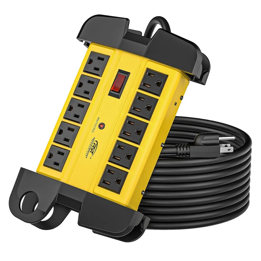 10 - Outlet Heavy Duty Metal Surge Protector - 15ft