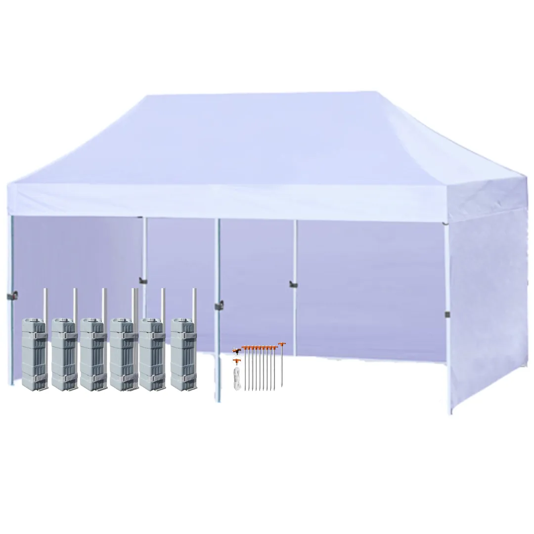 10ft x 20ft Commercial Pop-Up Canopy Tent with Walls - White