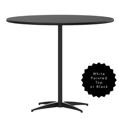 42" Cocktail Table - Highboy 36" Diameter - White Painted & Black Top