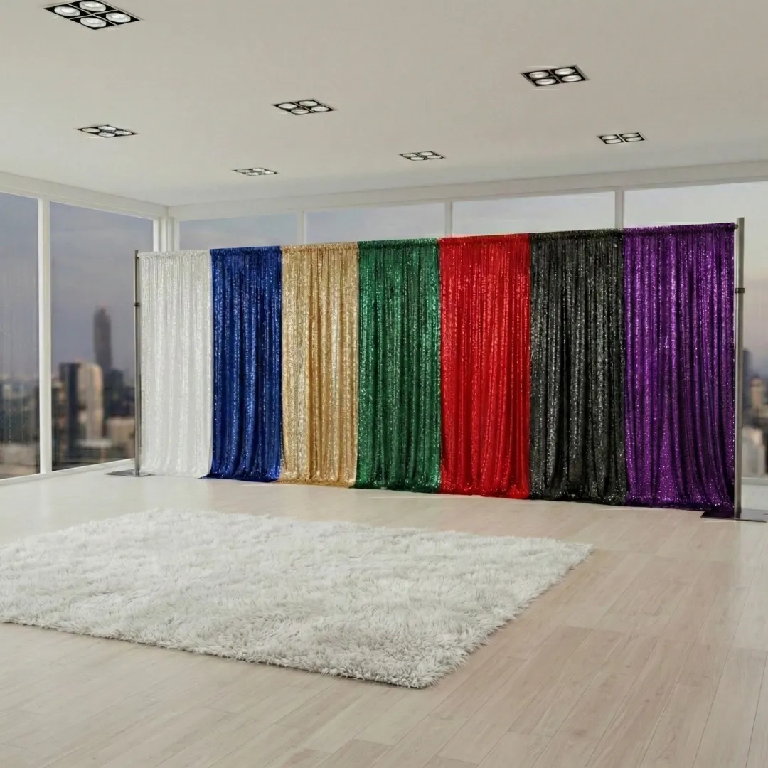 8ft x 8ft Sequin Backdrop & Stand - Choose Any Color