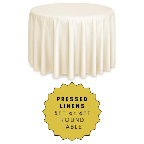 120" Pressed Ivory Round Polyester Table Linen