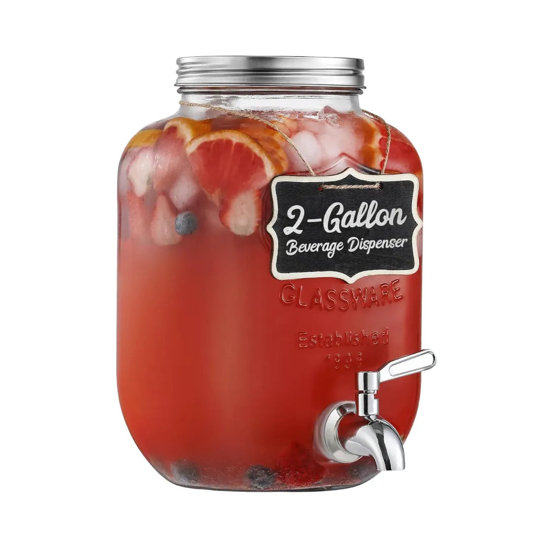 2 Gallon Glass Mason Jar Beverage Dispenser
