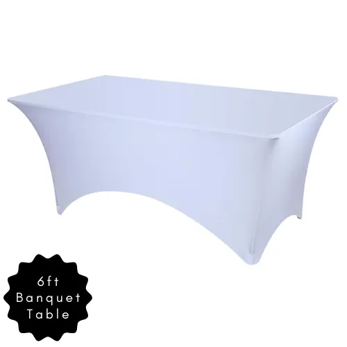 6ft Banquet Table White Spandex Cover