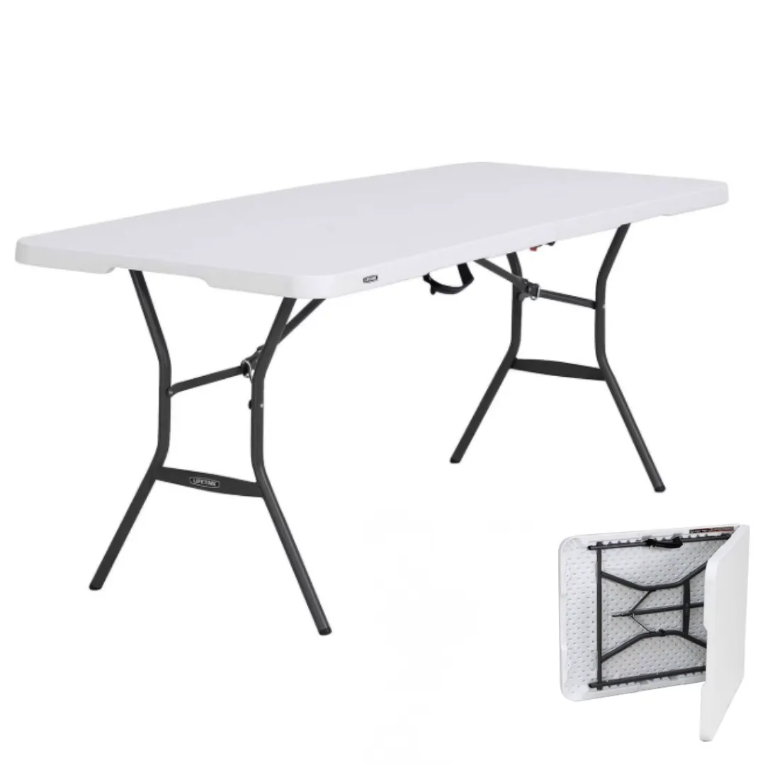 6ft Fold-in-Half Banquet Table - White
