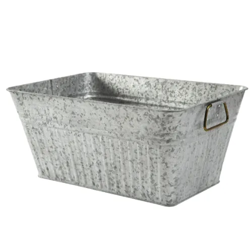 Large Rectangle Galvanized Tub -  22" x 15" x 10"