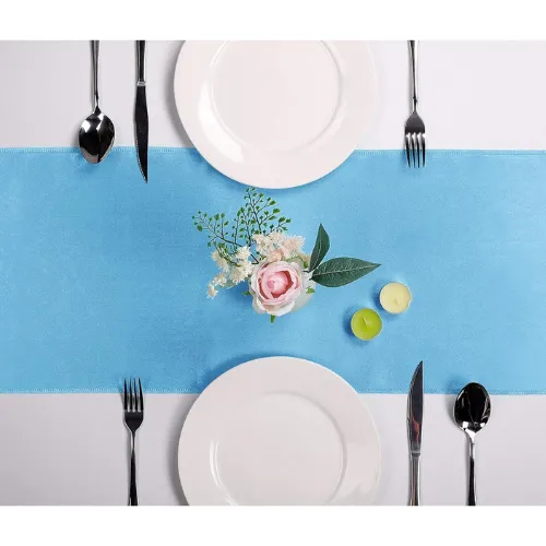 12" x 108" Satin Table Runner - Turquoise