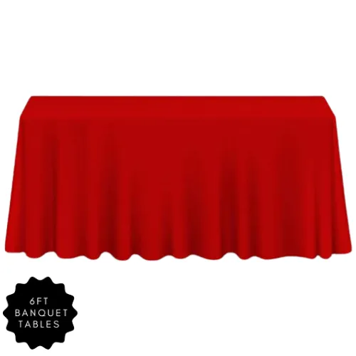 90" x 132" Red Polyester Table Linen