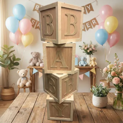 14" x 14" Wood Baby Blocks