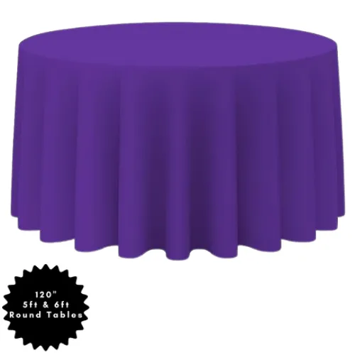 120" Purple Round Polyester Table Linen