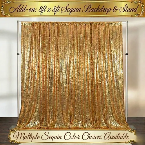 Add-on: 8ft x 8ft Sequin Backdrop & Stand - 9 Sequin Color Choices