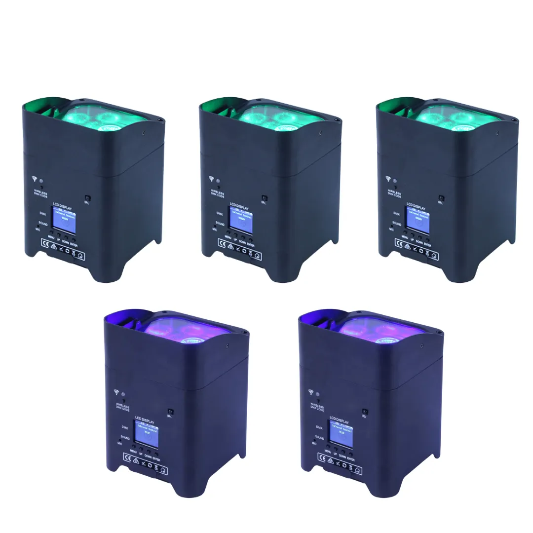 5 Wireless Black LED Uplight - RGB Colors