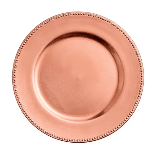 13" Rose Gold Copper Beaded Charger Plate