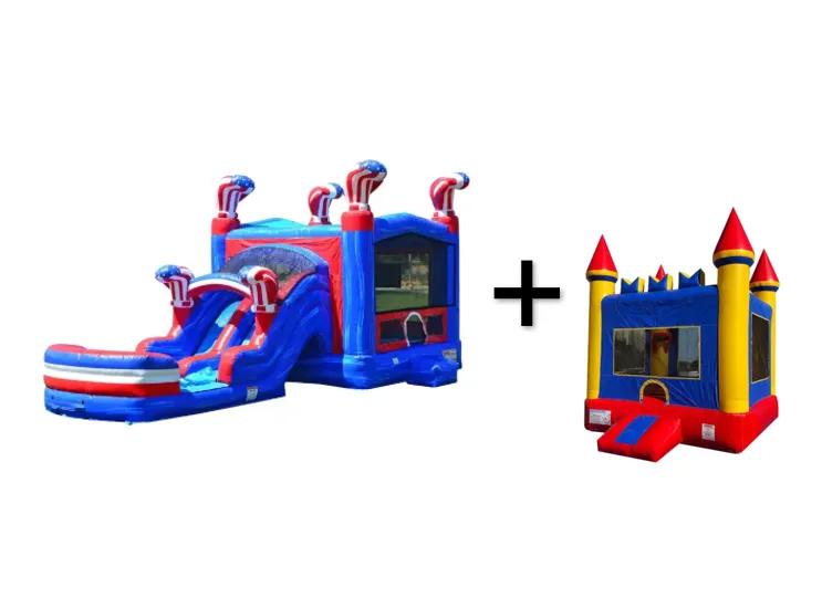 BUNDLE #1: USA Strong Jumper w/ Slide + Castle Jumper