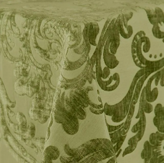 Velvet Damask Apple Green Linen