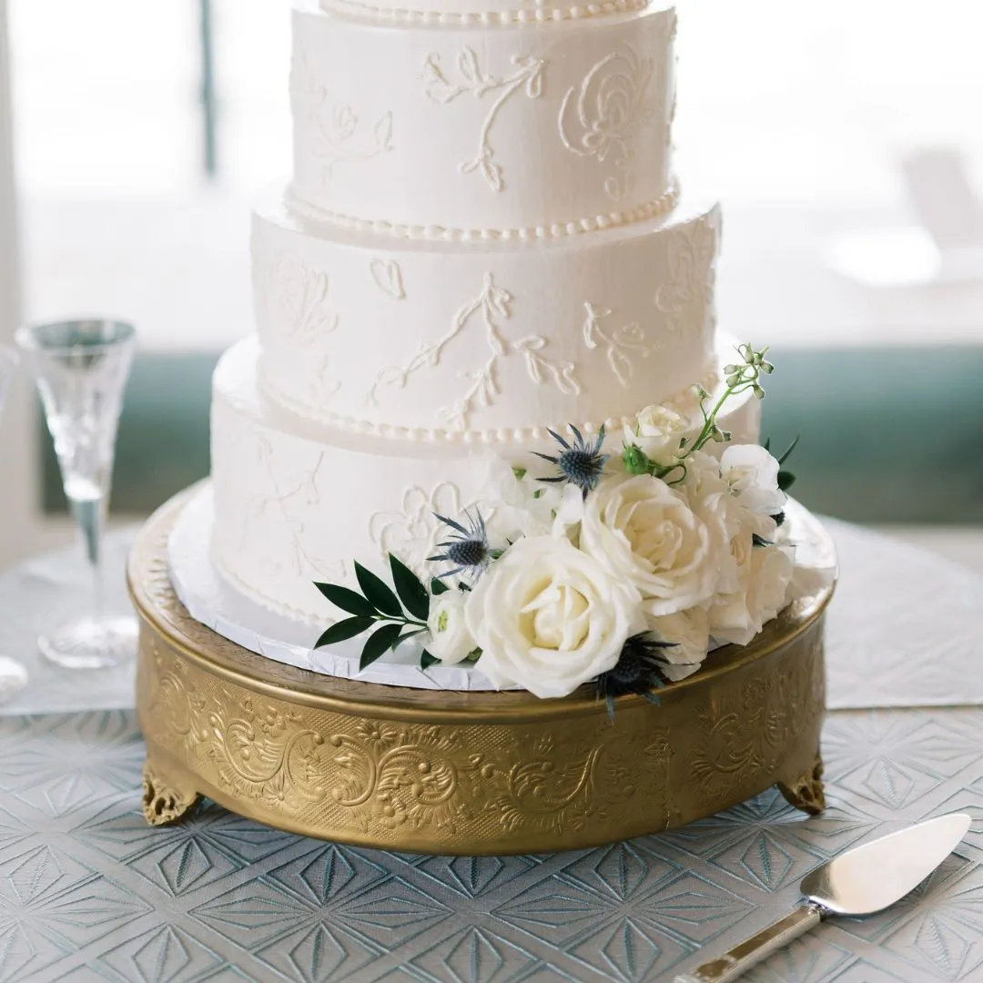18" Gold Hammered Cake Stand