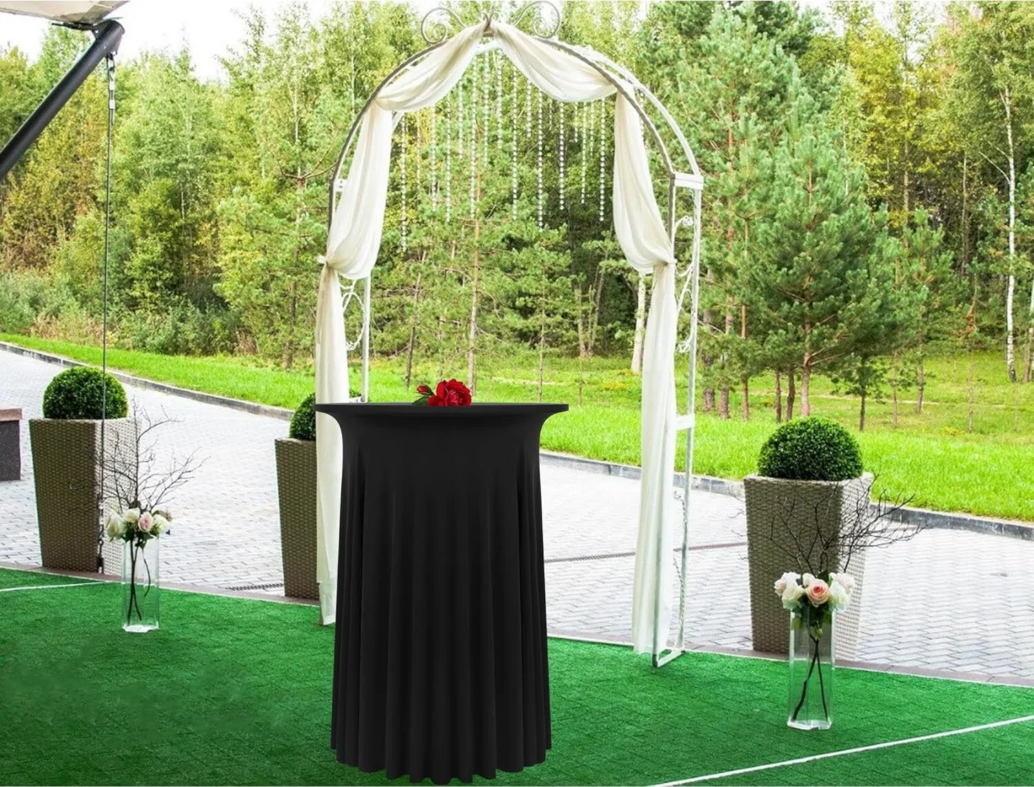 Cocktail spandex table cloth with skirt