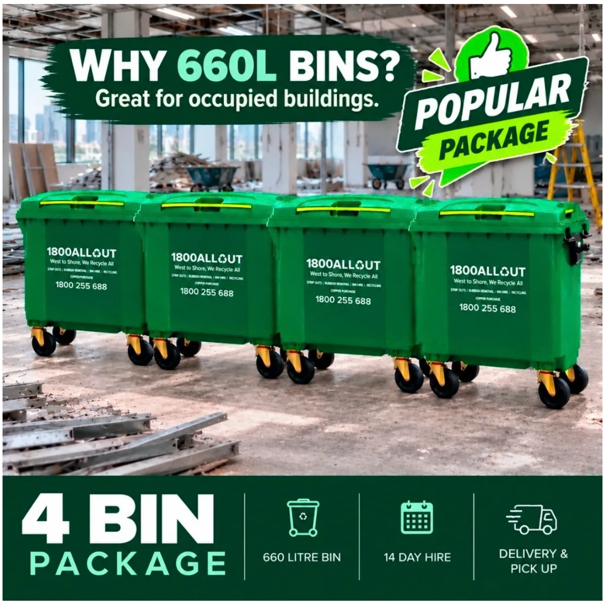 4 x 660L Bin Package