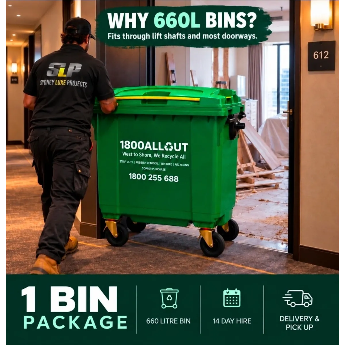 1 x 660L Bin
