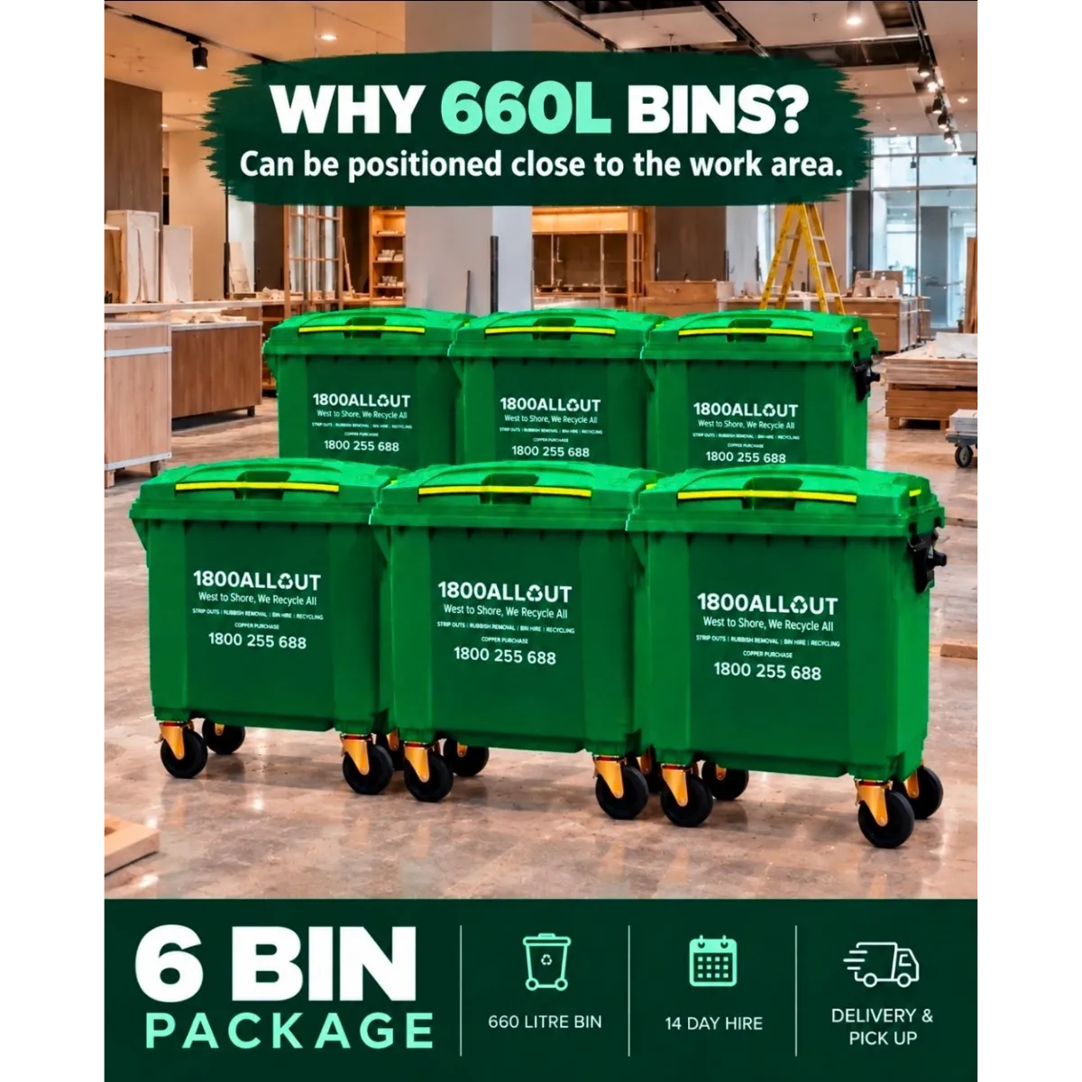 6 x 660L Bin Package
