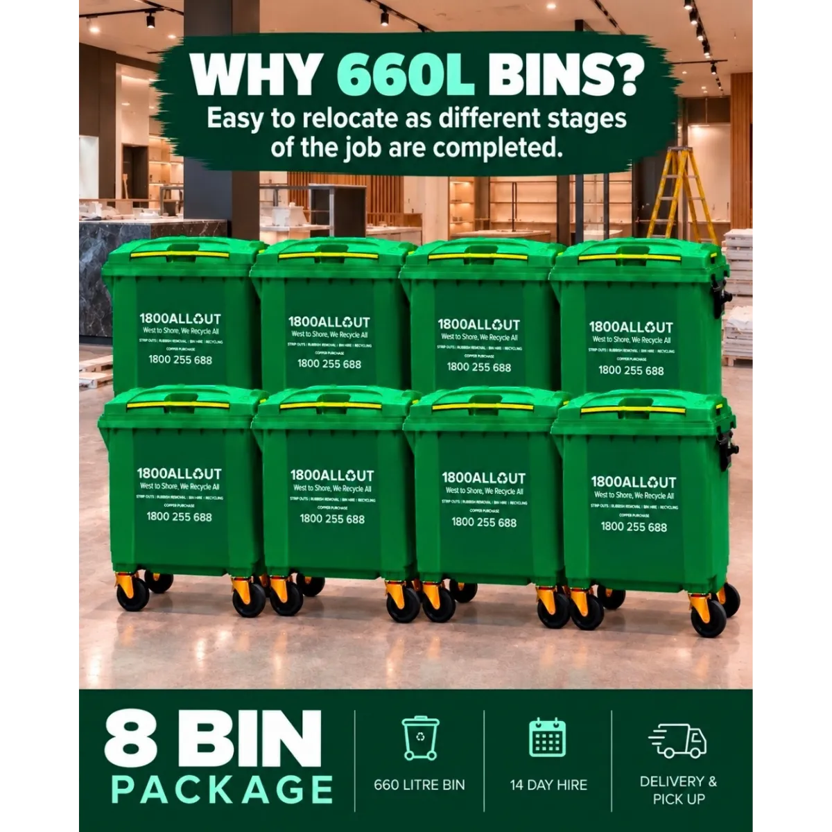 8 x 660L Bin Package