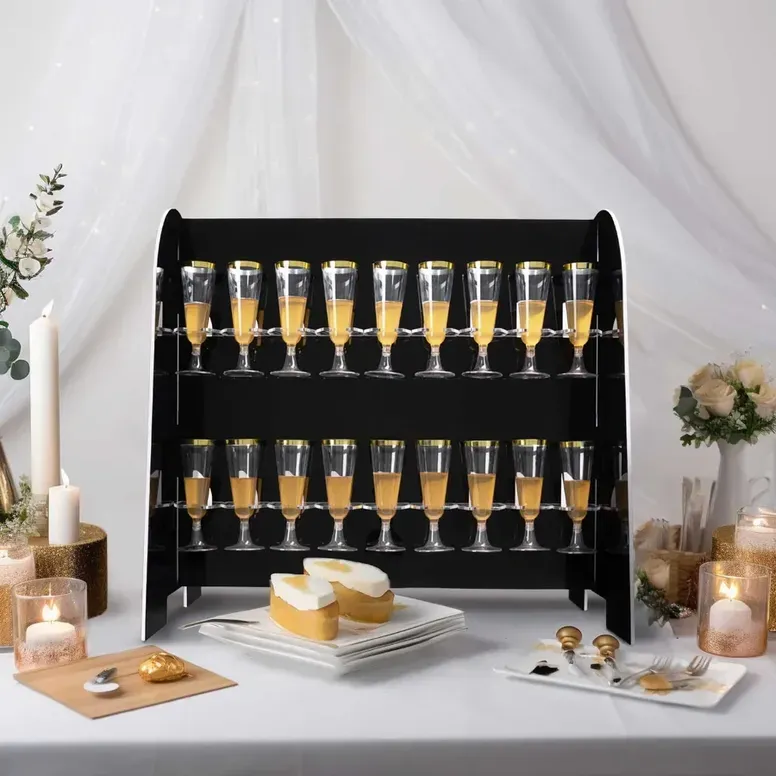 Glossy Black 2 Tier Stemware Rack