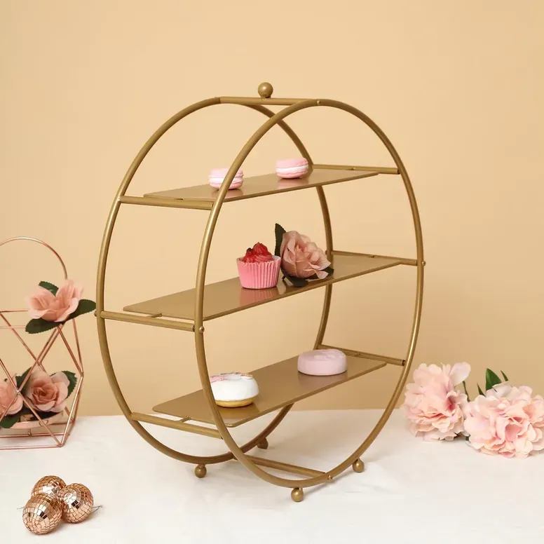 Matte Gold Metal 3 Tier Round Display