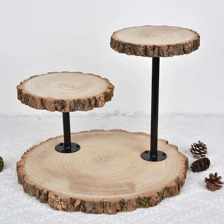 3 Tier Natural Wood Display