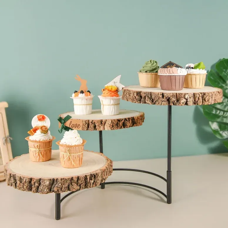 3 Tier Wood Half Moon Display