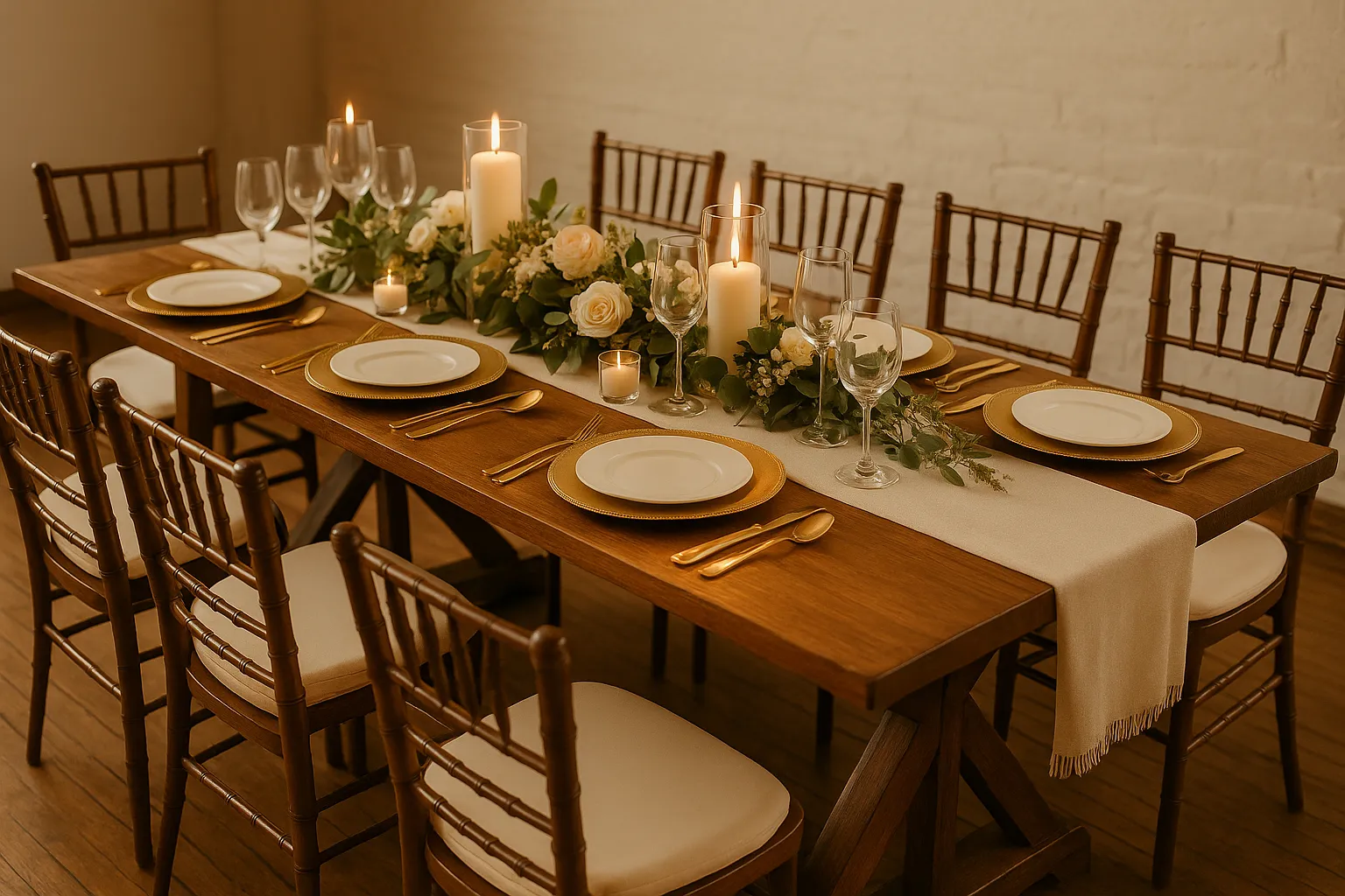 8-ft Fruitwood Cross-Leg Farm Table – Head Table Specialty