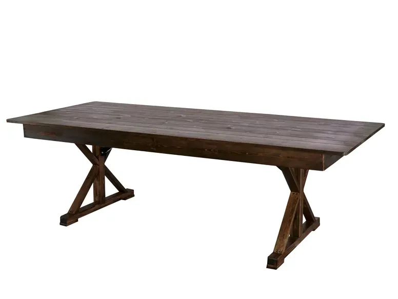 8ft Fruitwood Cross Leg Farm Table