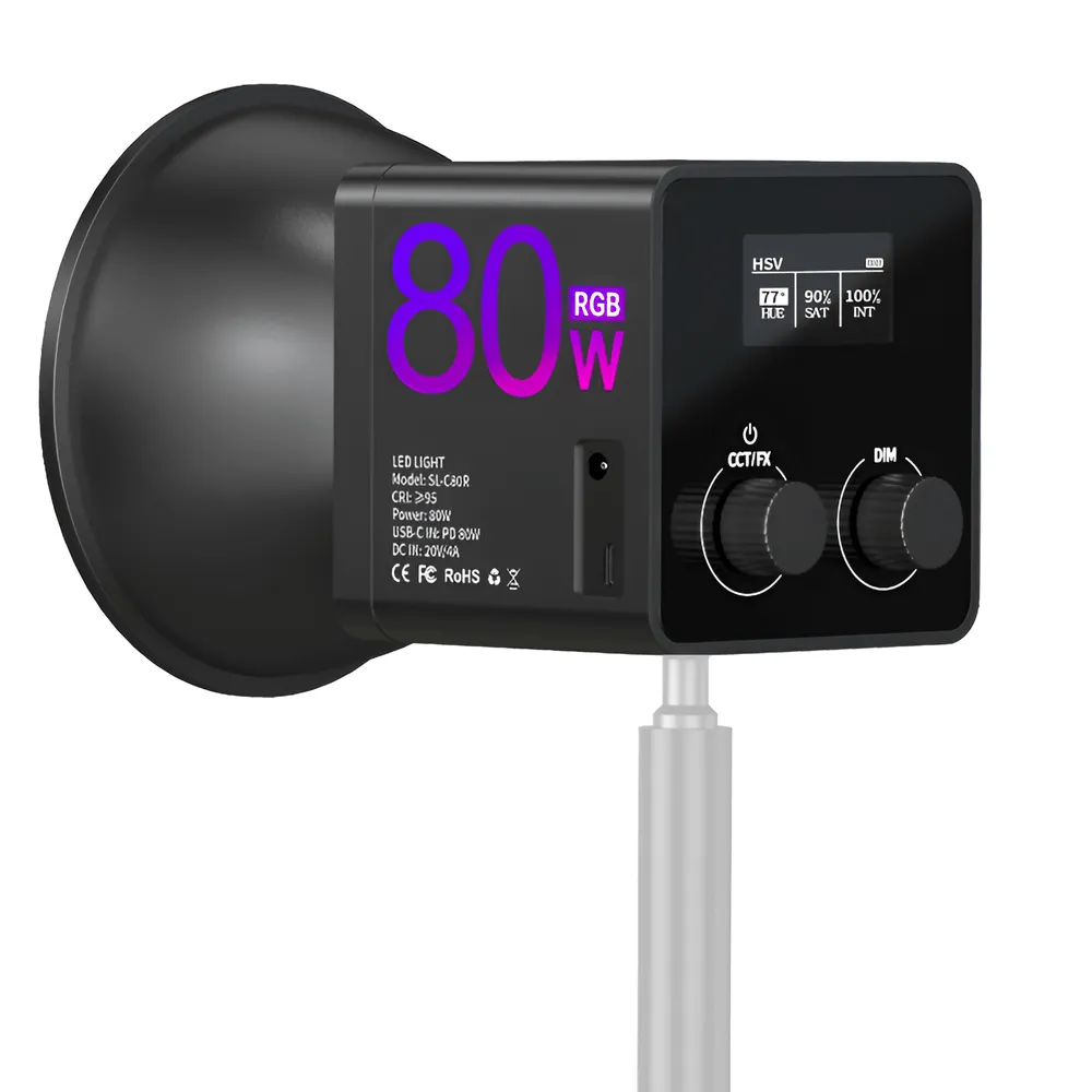 Iluminador LED Mamen SL-C80R COB Mini Spotlight RGB 80W (Bivolt)