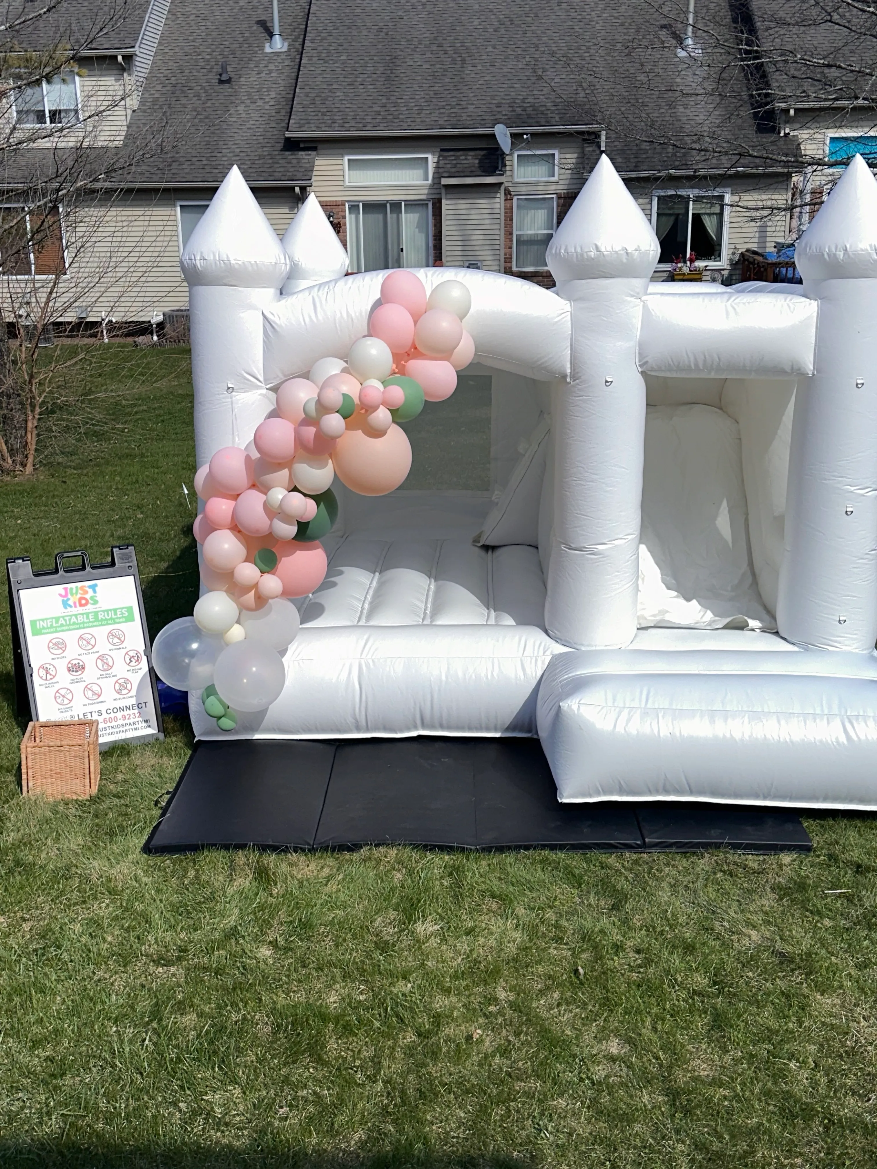 Luxury White Bounce Castle with Slide