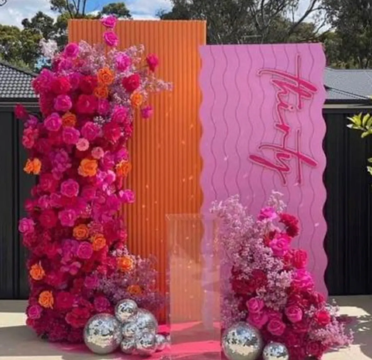 Orange Rectangle Ripple and Wavy Pink Backdrop Package (Delivery Item)