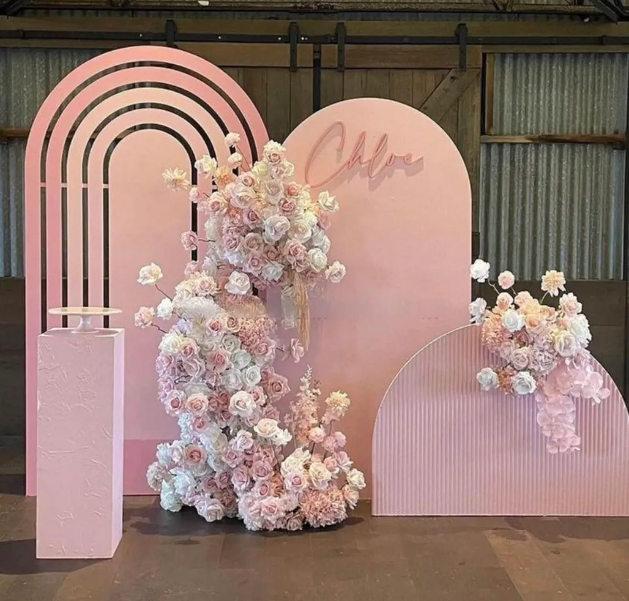 Pink Rainbow Arch Backdrops Set (Delivery Item)