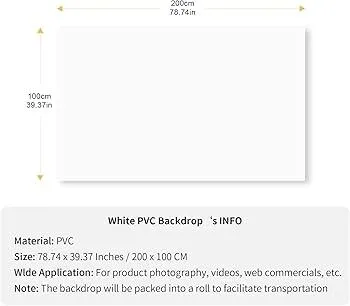 White Plain Rectangle Backdrop - 200 x 100cm