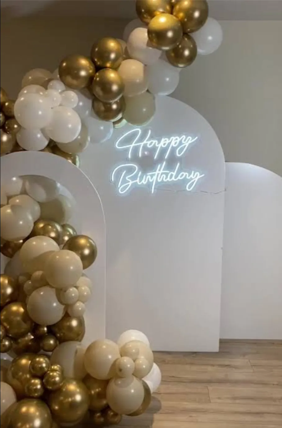 Gold White Balloons Backdrop Package 