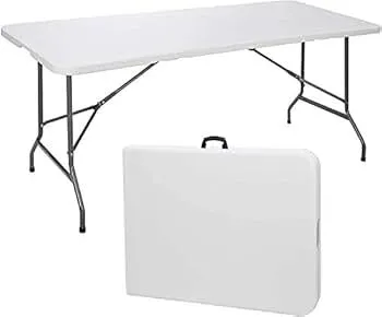 White folding table