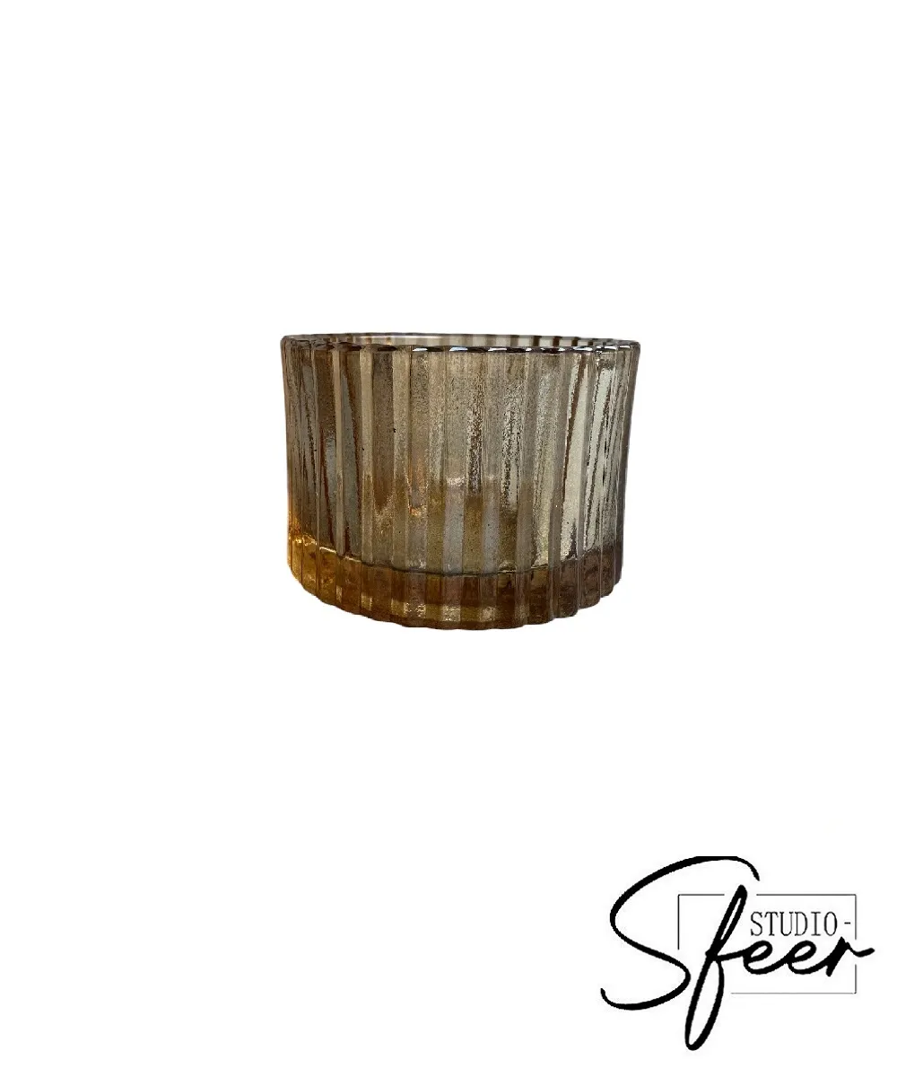 Kaars - theelichthouder bruin glas