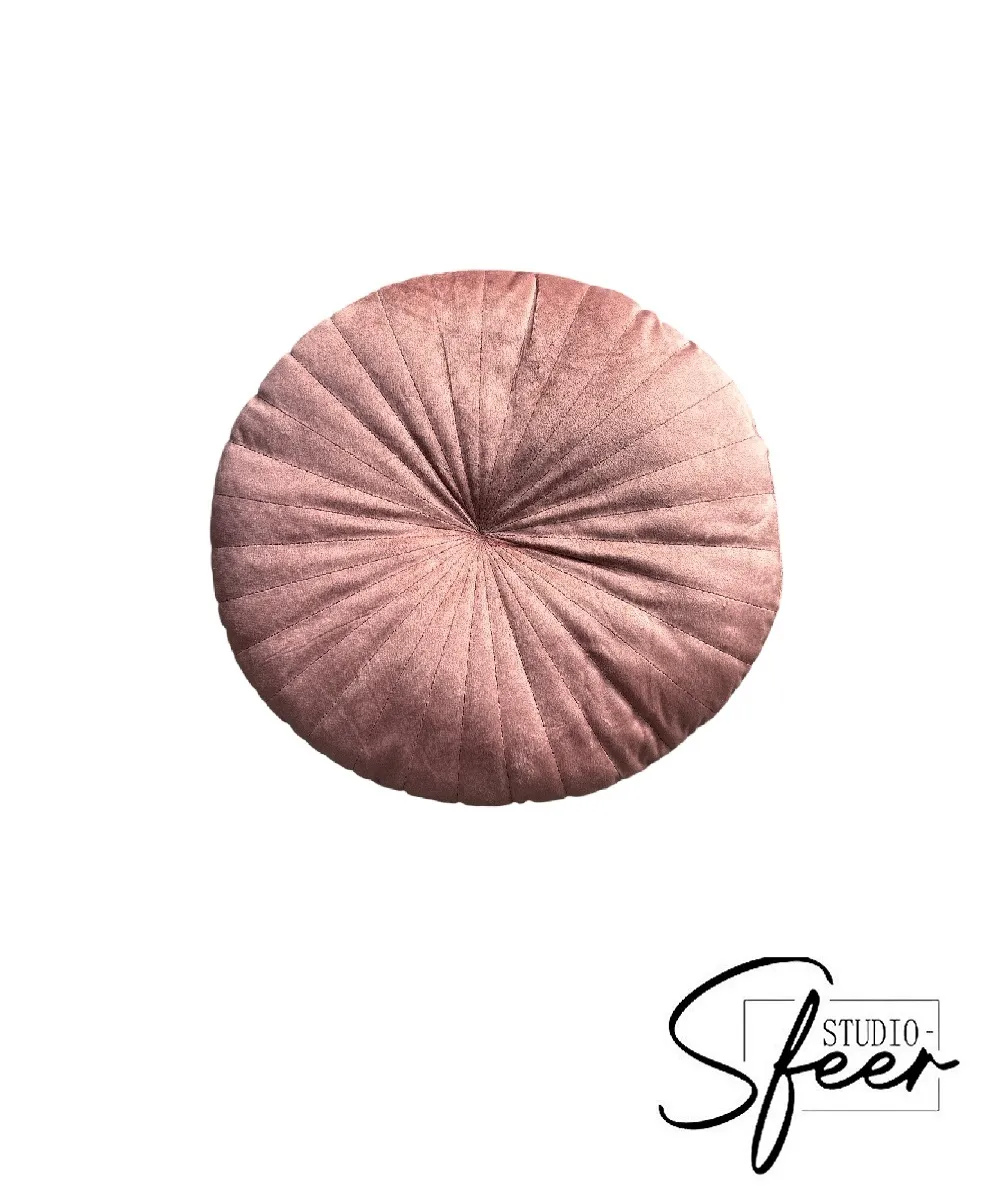 Kussen - rond velvet rose