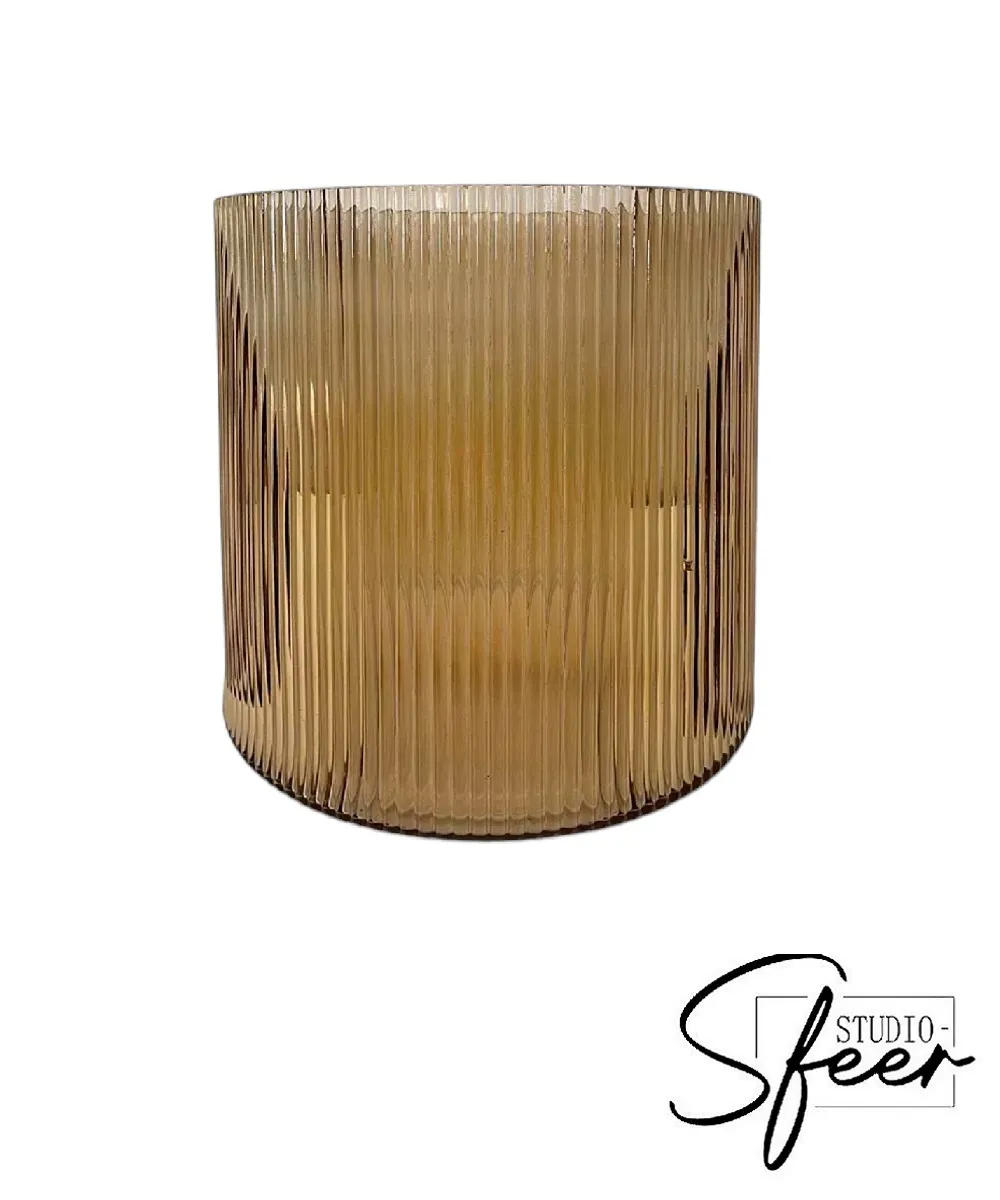 Vaas / windlicht glas bruin